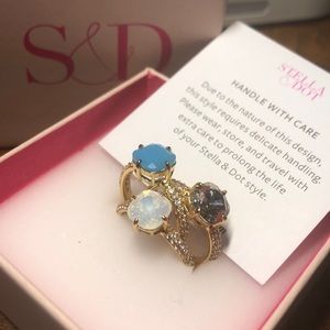 Stella & Dot jewel trio ring set